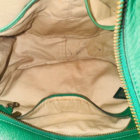 Ralph Lauren Green Pebble Leather Hobo Shoulder Bag Luxury Money Sustainable - Picture 15 of 16